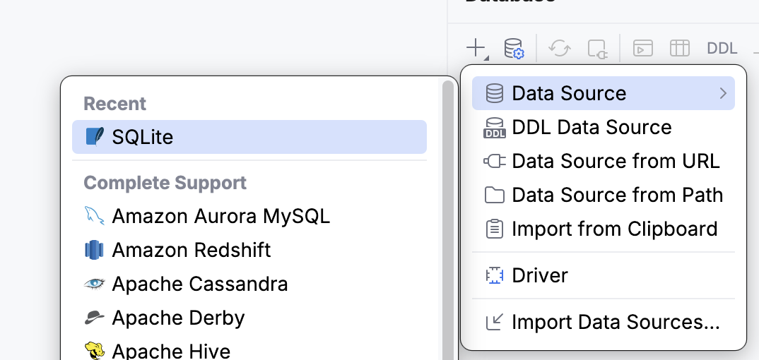 Database IntelliJ