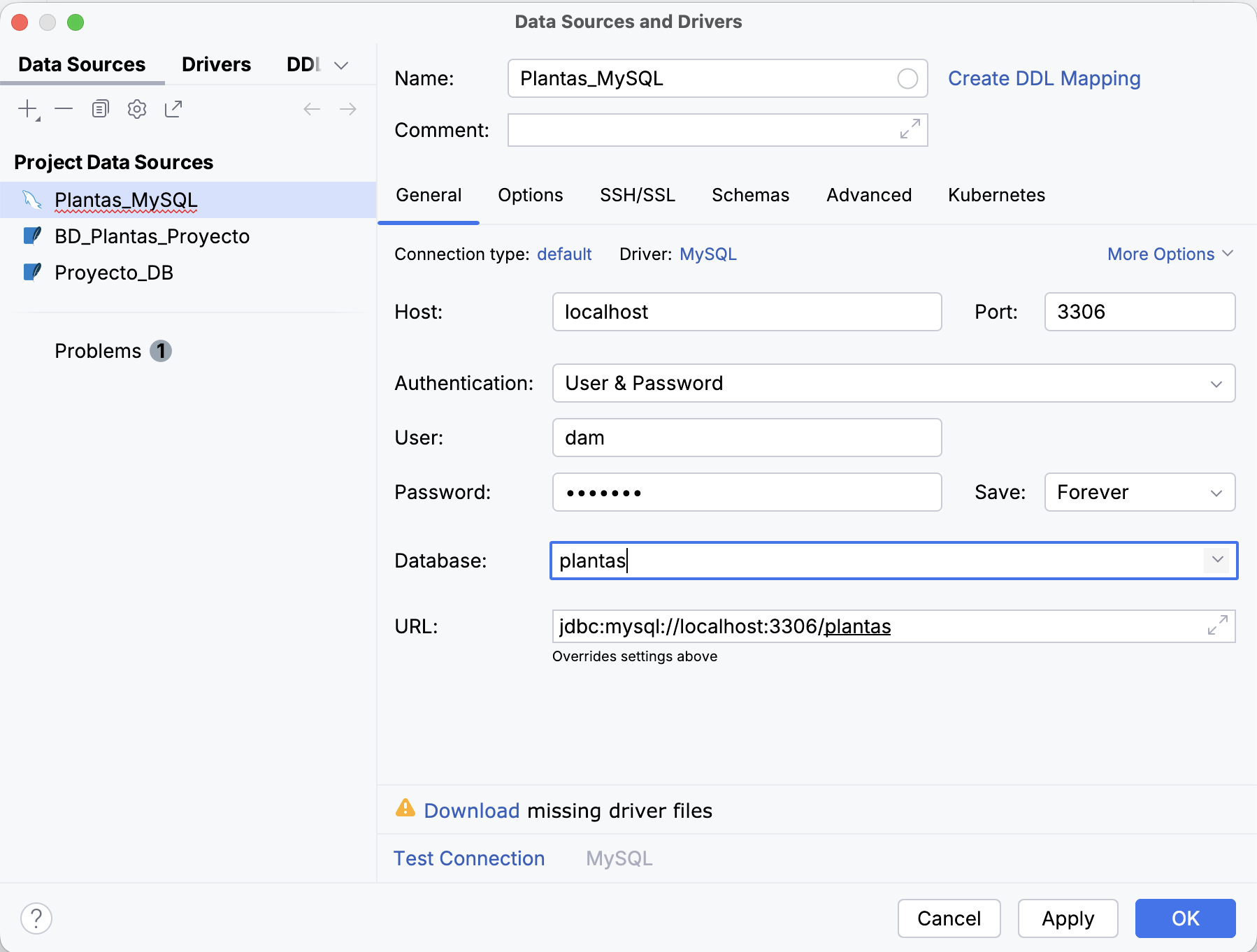 Database IntelliJ